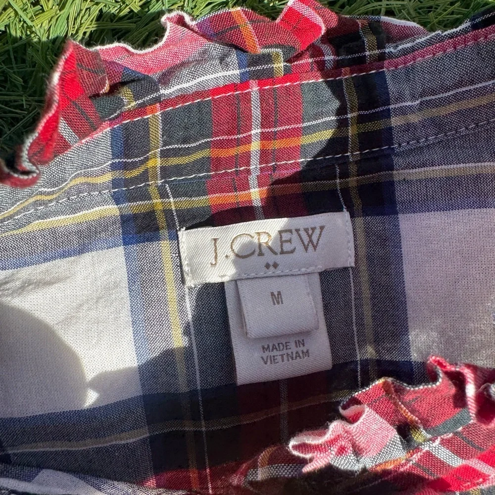 J. Crew Womens Plaid Ruffle Top Medium